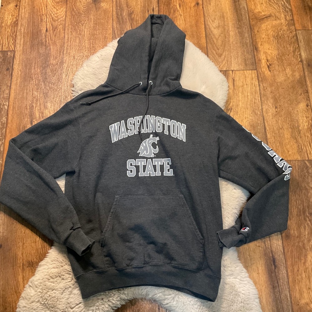 Champion WSU Sweatshirt Hooded Size Small Dark Gray Washington State Womens Coug